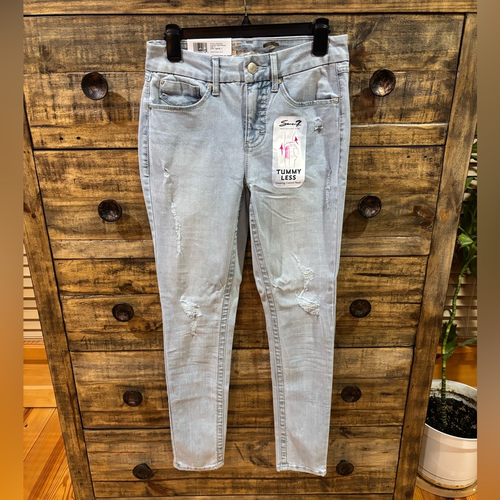 Seven7 Women's Tummyless Light Blue Skinny Jeans